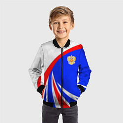 Бомбер детский Герб России - цвета флага, цвет: 3D-черный — фото 2