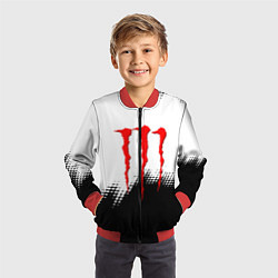 Бомбер детский Monster energy чёрно белые краски, цвет: 3D-красный — фото 2