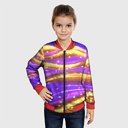 Бомбер детский Блестящая волнистая текстура, цвет: 3D-красный — фото 2