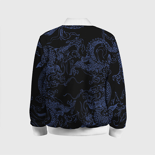Детский бомбер Синий дракон на черном / 3D-Белый – фото 2