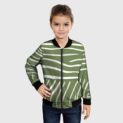 Бомбер детский Полоски зеленой зебры, цвет: 3D-черный — фото 2