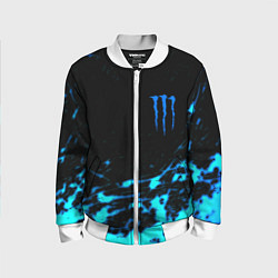 Бомбер детский Monster energy голубые краски, цвет: 3D-белый