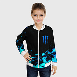 Бомбер детский Monster energy голубые краски, цвет: 3D-белый — фото 2