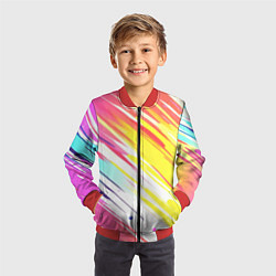 Бомбер детский Брызги краски на белом фоне, цвет: 3D-красный — фото 2