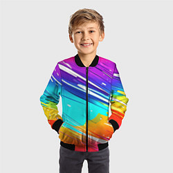 Бомбер детский Радужные брызги краски текстура, цвет: 3D-черный — фото 2