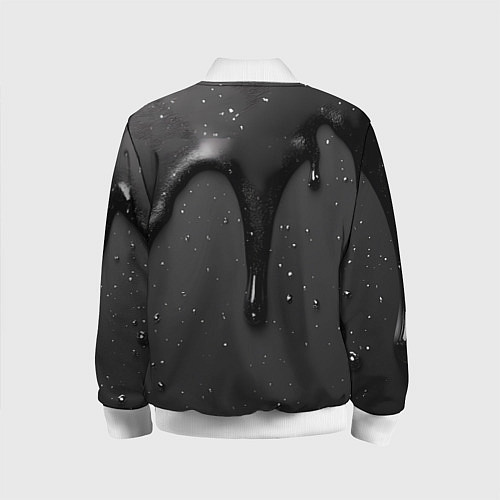 Детский бомбер Черная текстура - хром / 3D-Белый – фото 2