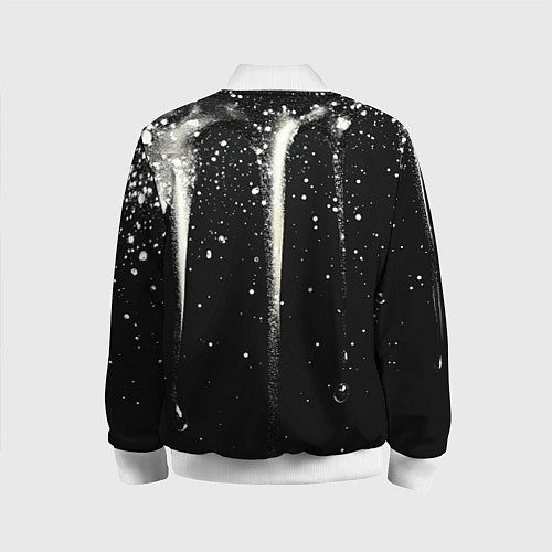 Детский бомбер Белые брызги на черном / 3D-Белый – фото 2