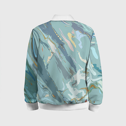 Детский бомбер Холодный голубой абстракция / 3D-Белый – фото 2