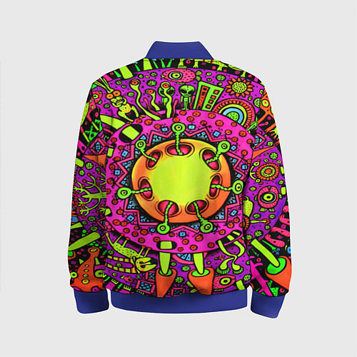 Детский бомбер Кислотные грибы оптические / 3D-Синий – фото 2