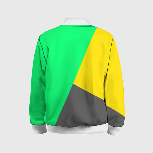 Детский бомбер Жёлто-серо-зелёный трёхцветный / 3D-Белый – фото 2