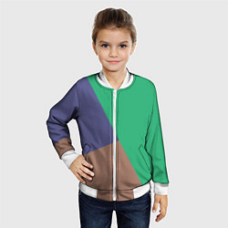 Бомбер детский Триада зелёный фиолетовый и коричневый геометричны, цвет: 3D-белый — фото 2