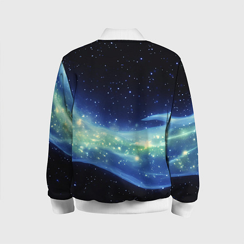 Детский бомбер Синяя волна с зеленым оттенком на черном / 3D-Белый – фото 2