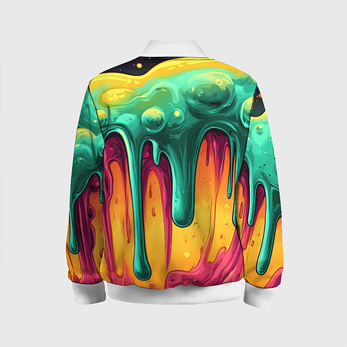 Детский бомбер Зелено-оранжевая клякса / 3D-Белый – фото 2
