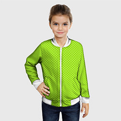 Бомбер детский Салатовый паттерн в мелкий квадратик, цвет: 3D-белый — фото 2
