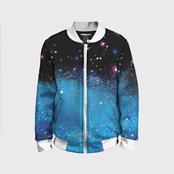 Детский бомбер Синяя текстура из блестящих звездочек
