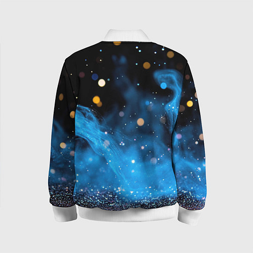 Детский бомбер Синяя текстура бокке / 3D-Белый – фото 2
