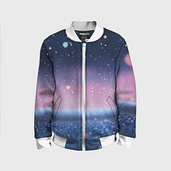 Детский бомбер Закат с блестками - текстура