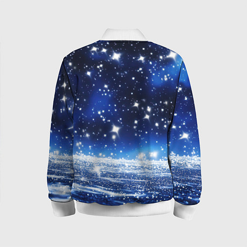 Детский бомбер Космический синий абстрактный фон - текстура / 3D-Белый – фото 2