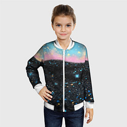 Бомбер детский Блестящая текстура на черном, цвет: 3D-белый — фото 2