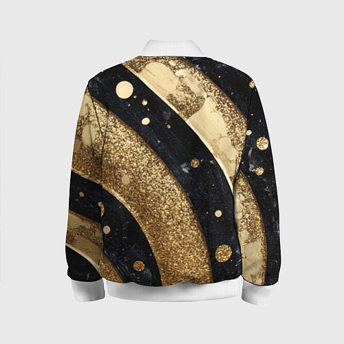 Детский бомбер Выпуклая золотая текстура на черном / 3D-Белый – фото 2