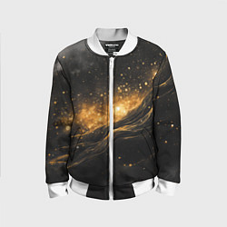 Бомбер детский Золотистое сияние на черной текстуре, цвет: 3D-белый