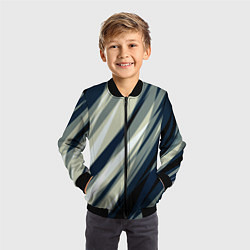 Бомбер детский Синий с оливковым диагональные полосы, цвет: 3D-черный — фото 2