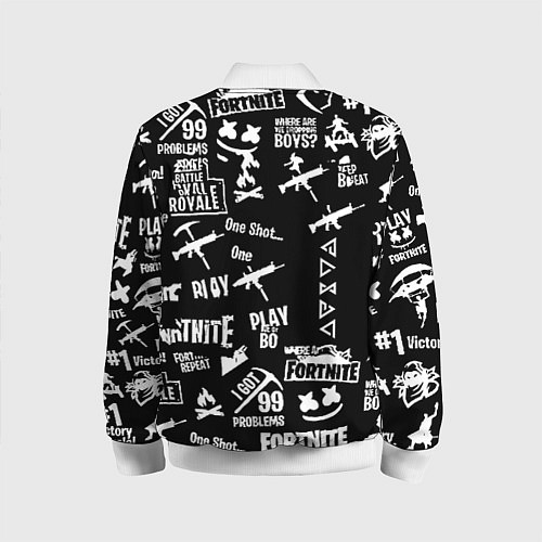 Детский бомбер Черно белые логотипы игр / 3D-Белый – фото 2