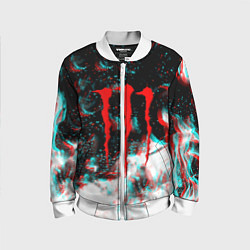 Детский бомбер Monster energy огонь глитч