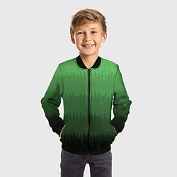 Бомбер детский Зеленый градиент текстурные полосы, цвет: 3D-черный — фото 2