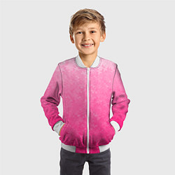 Бомбер детский Розовый градиент с узором, цвет: 3D-белый — фото 2