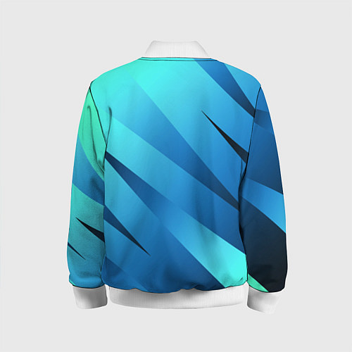 Детский бомбер Сине-голубой абстрактные полосы / 3D-Белый – фото 2