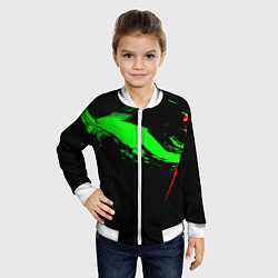 Бомбер детский Color black green red, цвет: 3D-белый — фото 2
