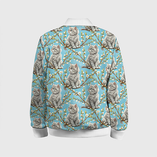 Детский бомбер Пришла весна распустились котики / 3D-Белый – фото 2