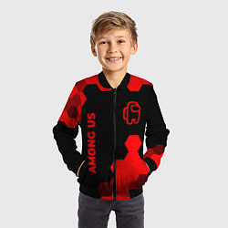Бомбер детский Among Us - red gradient вертикально, цвет: 3D-черный — фото 2