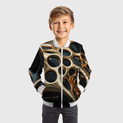 Бомбер детский Черно-золотая абстракция, цвет: 3D-белый — фото 2