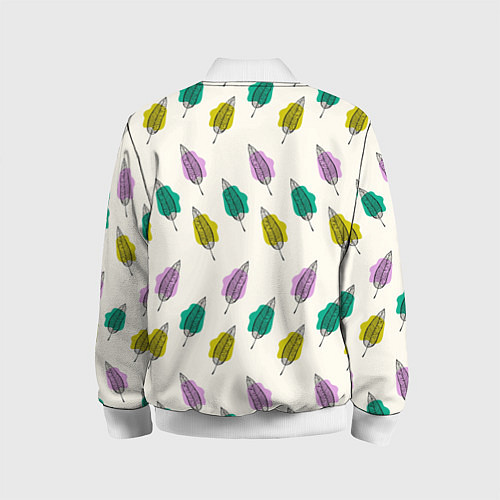 Детский бомбер Листья на пятнах / 3D-Белый – фото 2