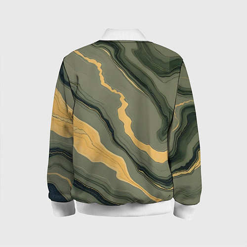 Детский бомбер Оливковый мрамор / 3D-Белый – фото 2