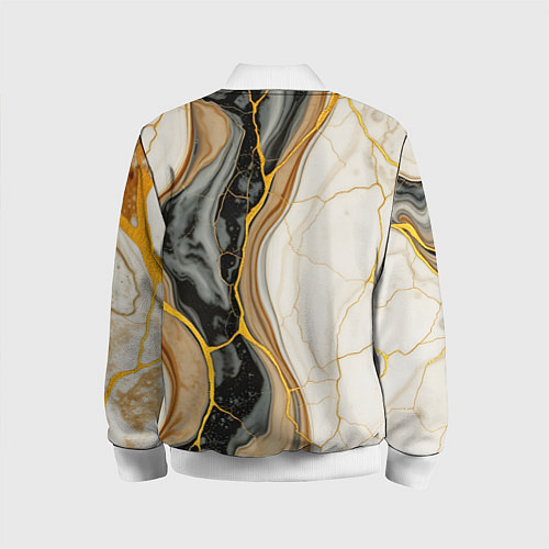 Детский бомбер Золотистые прожилки в мраморе / 3D-Белый – фото 2