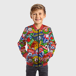 Бомбер детский Футбольные лиги паттерн, цвет: 3D-красный — фото 2