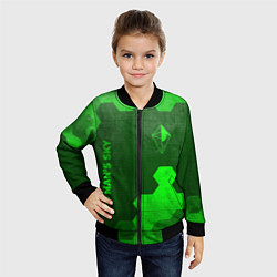 Бомбер детский No Mans Sky - green gradient вертикально, цвет: 3D-черный — фото 2