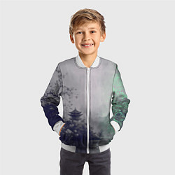Бомбер детский Рыбацкий домик на берегу озера, цвет: 3D-белый — фото 2