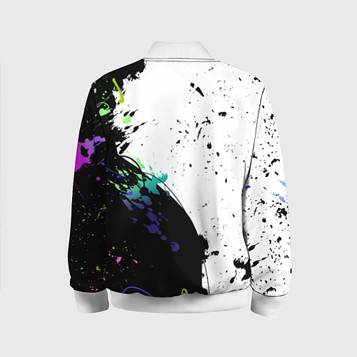 Детский бомбер Неоновые брызги - жуткие улыбки / 3D-Белый – фото 2