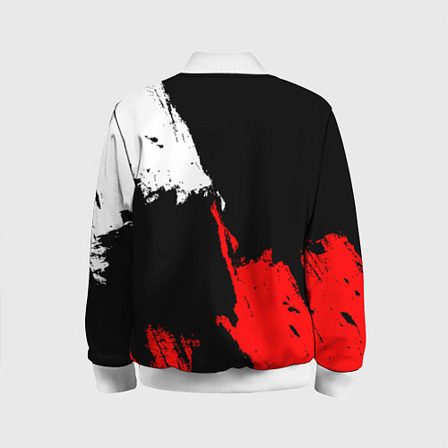 Детский бомбер Детройт Ред Уингз - брызги краска на черном фоне / 3D-Белый – фото 2