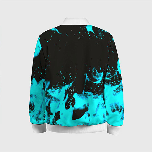 Детский бомбер Monster energy голубой огонь / 3D-Белый – фото 2