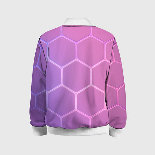 Детский бомбер Розовые неоновые соты / 3D-Белый – фото 2