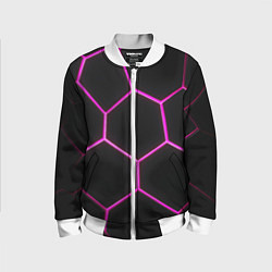 Детский бомбер Черные соты с фиолетовым неоном