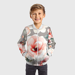 Бомбер детский Нежные цветы, цвет: 3D-белый — фото 2