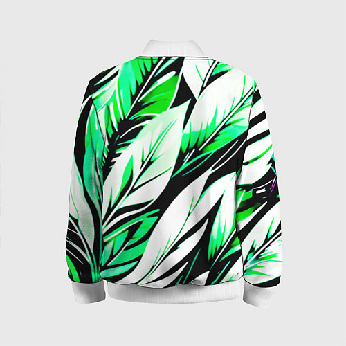 Детский бомбер Крупные листья абстракция / 3D-Белый – фото 2