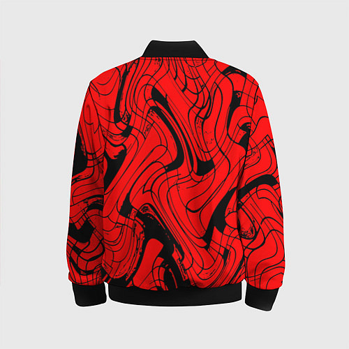 Детский бомбер Чёрно-красный абстрактный линии / 3D-Черный – фото 2
