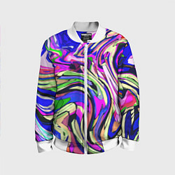 Бомбер детский Абстракция пластика синий, цвет: 3D-белый